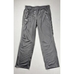 Under Armour Mens Track Pants Large Gray Loose Fit Athletic Joggers Zip Ankle